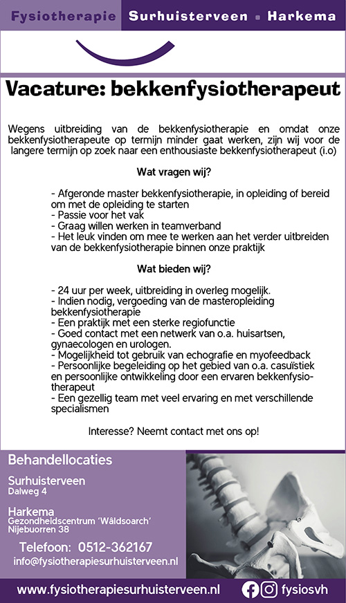 vacature Bekkenfysiotherapeut 2022